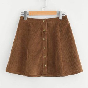 SHEIN Brown A-Line Skirt with Button Detail
